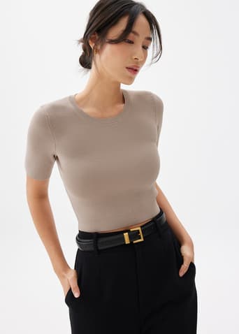 Kyle Knit Round Neck Crop Top