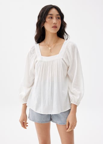 Cotton Ladder Trim Blouse