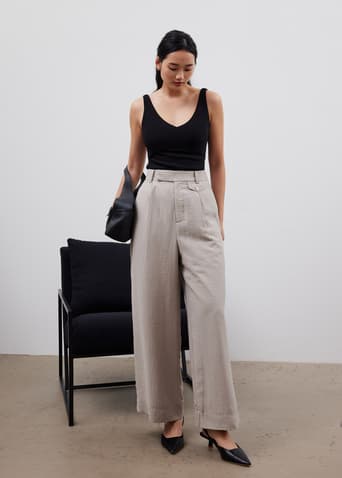 Viscose Tailored Straight Leg Pants