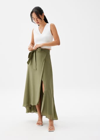 Tie Flare Maxi Skirt