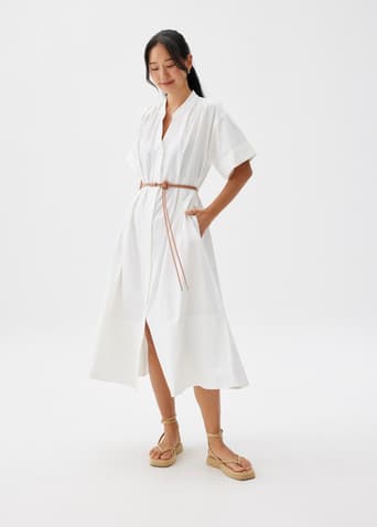 Belted Cotton Shirt Dress