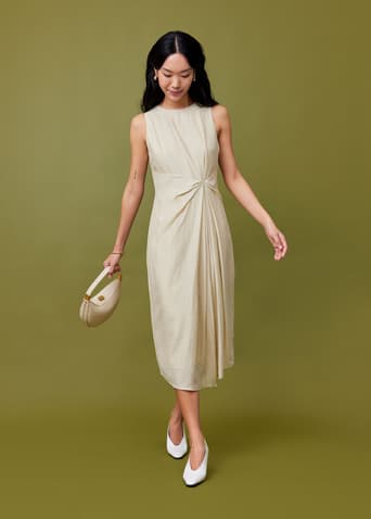 Front Pleat Column Midaxi Dress