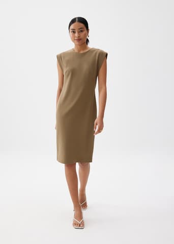 Round Neck Column Midi Dress