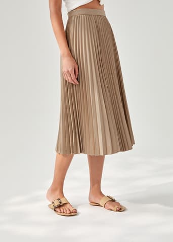 Elinie Pleated Midi Skirt