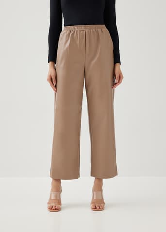 Klea Elastic Pleather Straight Leg Pants