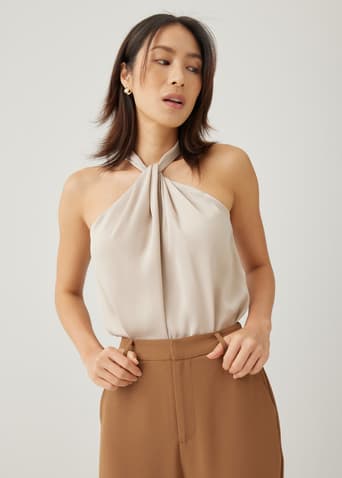 Nevelle Satin Twist Halter Top