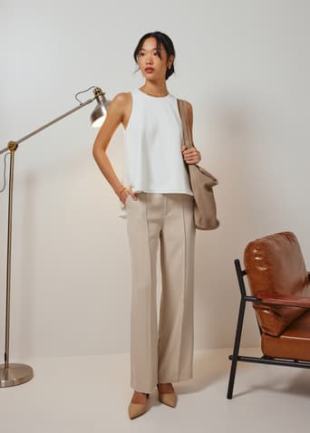 Lorie Pleated Tailored Straight Leg Pants