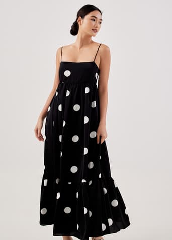 Flyn Polka Dot Babydoll Maxi Dress