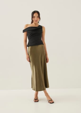 Lyra Satin Bias Cut Midaxi Skirt